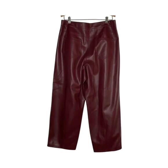 Anthropologie Pilcro The Breaker Cropped Faux Leather Burgundy Pants Size 32 - Picture 4 of 8